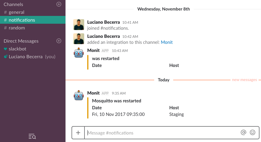Monit message